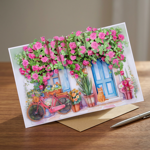 Carte de vœux 3D pop-up artificielle, motif jardin de roses, découpée au laser, faite à la main, en papier artistique, personnalisable OEM ODM pour la décoration intérieure - Product Image 2