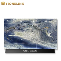 Marbre bleu de Macaubas de luxe, pierre naturelle, effet peinture paysagère, élégant et lumineux, dalle de marbre bleu et blanc