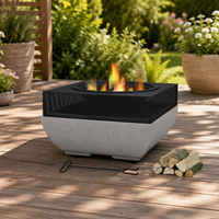 MST MR-OUF-BT-FP-016 Housse de protection en maille pour foyer moderne, base carrée en pierre, ouverture supérieure, 55x55x36cm, pour meubles d'extérieur, bûches de jardin/terrasse