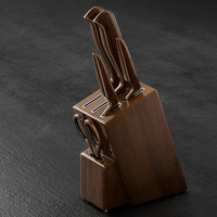 Boîte de rangement pour couteaux en bois massif multifonctionnelle, best-seller, en acier inoxydable pour la cuisine, la salle à manger, ensemble professionnel de 6 pièces