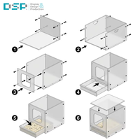 Boîte de couchage transparente personnalisée pour chat, fabriquée en acrylique par l'usine DSP au Vietnam, avec bac à litière extractible, pour intérieur.