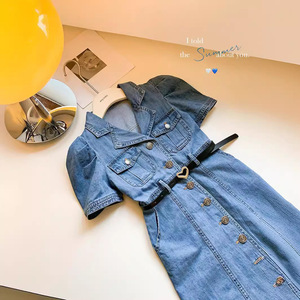 Vestido Vaquero para Niña, Nuevo Estilo Veraniego, Delgado, <span class=keywords><strong>Retro</strong></span>, Vestido Enterizo, Alta Calidad - Product Image 6