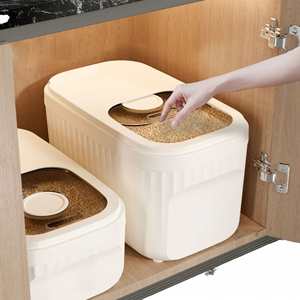 16kg Rice Capacity Modern Eco-Friendly Airtight Durable Smooth-Opening Door Plastic <b>Container</b> Moisture-Proof Insect-Proof - Product Image 1