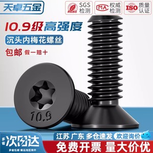 Black High Strength Grade 10.9 GB2673 Countersunk Star Drive Screws M4 M5 M6 M8 M10 For Construction - Product Image 4