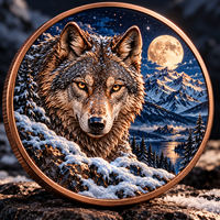 Pièce de monnaie en cuivre pur 999 de 1 oz, motif loup artisanal, style antique, objet de collection sur le thème de la faune, souvenir commémoratif, cadeau