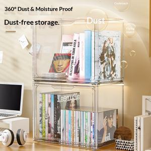 Boîte de <span class=keywords><strong>rangement</strong></span> pour livres, étagère transparente pour magazines, albums, <span class=keywords><strong>CD</strong></span>, boîte de <span class=keywords><strong>rangement</strong></span> anti-poussière de grande capacité, boîte de présentation en acrylique pour bureau - Product Image 3