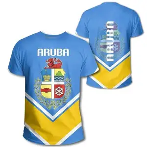 Dropshipping Aruba Flag Short Sleeve Essentials T Shirt For Men Bulk Custom Name Slim Fit T Shirt Casual Plain T-shirt