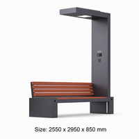 Banc de jardin en acier galvanisé avec éclairage LED solaire et chargeur de téléphone