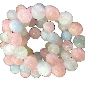 Della pietra preziosa <span class=keywords><strong>Morganite</strong></span> intagliato rotondo perline braccialetti gioielli - Product Image 6