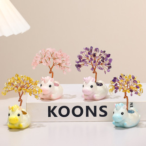 Figurine d'arbre en cristal, licorne en résine, mini décoration, cadeau pour le bureau ou la maison - Product Image 1