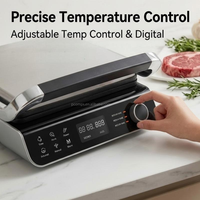 Grill multifonction Easy Clean à écran numérique, température réglable, ouverture à 105 et 180 degrés, plaque de 300x245mm, appareil à panini détachable pour la maison