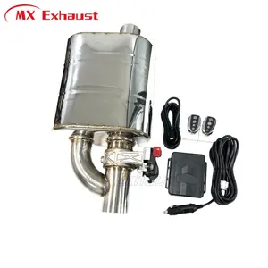 Stainless Steel 2.5" 3" Slant Outlet Tip Inlet Variable Exhaust Muffler With Vacuum Exhaust Cutout Electric Control Valve Kit