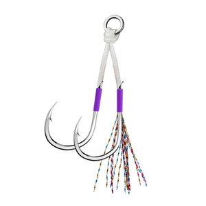 เพลเมอร์ 2 ชิ้น/ถุง 13 #   17 #   ตะขอเบ็ดตกปลาทะเลน้ำเค็มเหล็กกล้าคาร์บอนแบบสองห่วง - Product Image 6