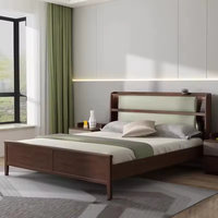 Lit moderne en bois de caoutchouc Delanto avec plateforme de rangement, taille King Queen, DE-0110, vente en gros depuis la Chine