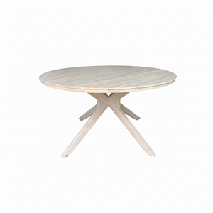 Mesa de Comedor Redonda de Madera Maciza de Acacia Clara para Exteriores, Ecológica, Duradera y Ligera - Product Image 1