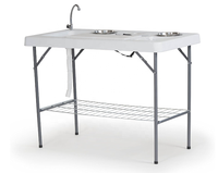 Table de nettoyage pliante pour filets de poisson, en plastique et en métal, pour le camping en plein air