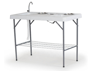 COSTWAY Tavolo da Campeggio Portatile, Tavolo Pieghevole con Lavandino, Rubinetto, Tubo di Scarico, Tavolo da Esterno, Ideale per Picnic e Campeggio, 115 x 59 x 93,5 cm, Portata 150 kg
