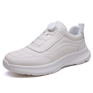 Zapatos de Cuero para Hombre, Punta Redonda, Cierre de Hebilla, Color Blanco Hueso, Suela Suave, Deportivos, Casuales, para Viajar y Correr - Product Image 5