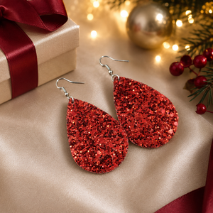 Orecchini a goccia con paillettes per donna, in ecopelle bifacciale, gioielli per le orecchie alla moda e scintillanti - Product Image 1