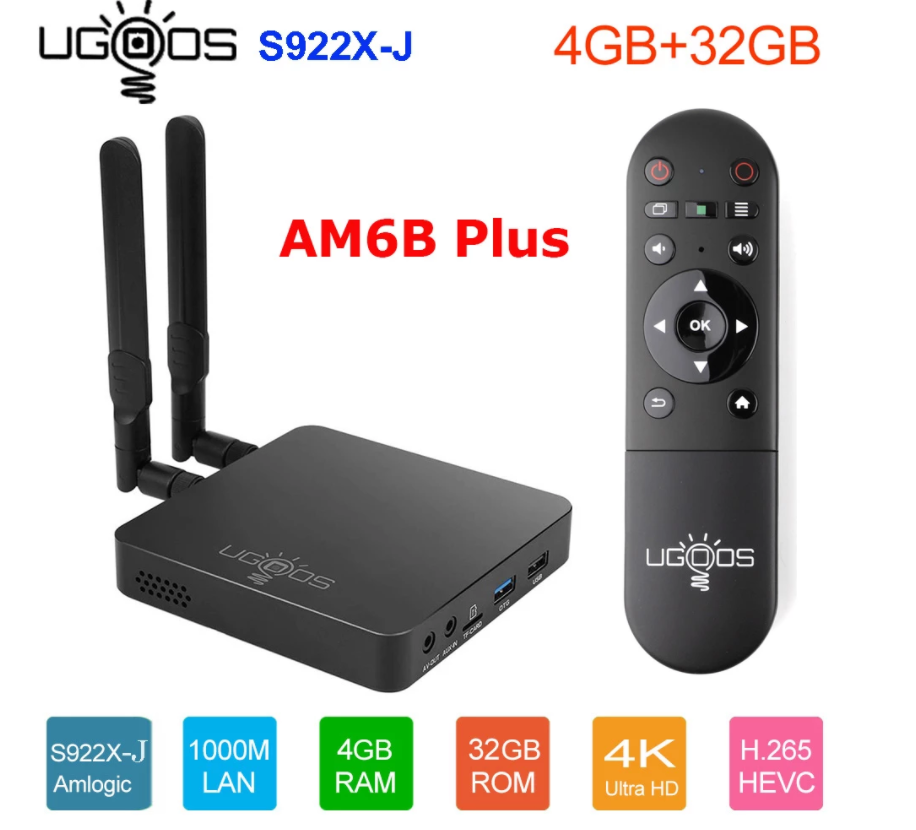 UGOOS AM6B Plus Android TV Box with Amlogic S922X-J, 4GB RAM, 32GB