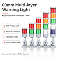 Feu de signalisation LED multi-couleurs 3-en-1 de 60 mm de diamètre avec alarme sonore, balise d'avertissement pour machines industrielles, indicateur de signalisation 220V