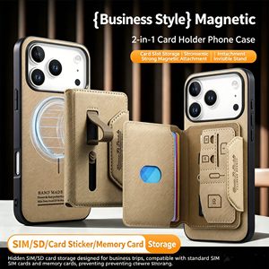 Étui de luxe 2-en-1 détachable en <span class=keywords><strong>cuir</strong></span> magnétique avec porte-cartes pour <span class=keywords><strong>iPhone</strong></span> 17 Pro Max 16 Plus 15 14 13 <span class=keywords><strong>12</strong></span> et pochette de poignet - Product Image 1