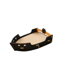 Lit pour chat en forme de bateau mignon avec griffoir en sisal intégré, multifonctionnel, pour le repos et le jeu du chat, accessoires pour animaux de compagnie