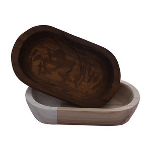 FORHER Ciotole Ovali in Legno Rustiche Decorative Vassoio Intagliato a Mano Grande Ciotola per Impasto Portacandele Lunga Ciotola in Legno per Decorazione - Product Image 3