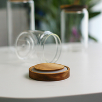 Accessoires de cuisine, bocaux à épices en verre borosilicate de qualité alimentaire avec couvercle en bois d'acacia hermétique
