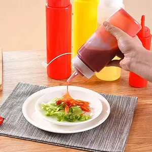 Maysure công suất lớn Vòng cấp thực phẩm 720ml 24oz Sauce bóp chai với Red tip cap