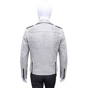 Wholesale Unisex Genuine Leather Embossed Front Logo <b>Cafe</b> <b>Racer</b> <b>Jacket</b> Windproof Breathable Winter Outerwear - Product Image 2