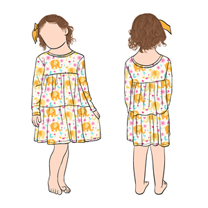 Vestito Floreale Personalizzato per Bambine con Collo a O, Maniche Lunghe e Design con Volant, Casual e Alla Moda - Product Image 4