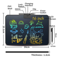 Haute qualité 16 pouces coloré LCD cadeau écriture manuscrite mémo tableau blocs de dessin écriture tablette planificateur quotidien stylo inclus