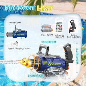 Pistola de Agua Eléctrica <span class=keywords><strong>Gatling</strong></span> de Doble Cañón con Control por Voz Inteligente AI, Tecnología de Vanguardia, Disparo Rápido, Alta Presión y Pulso Giratorio - Product Image 3