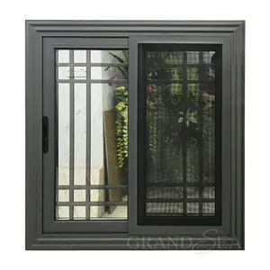 Đơn Giản Tempered Glass Nhôm Hồ Sơ Khung Trượt Window Grill Thiết Kế