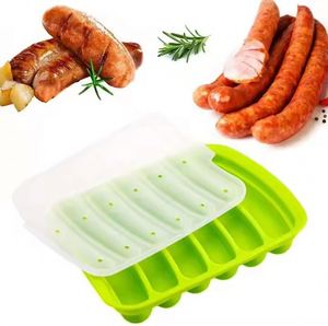 Moule à saucisses en silicone alimentaire écologique à 6 cavités pour jambon et hot-dogs, idéal pour la cuisson à domicile, outil de pâtisserie avec sac OPP - Product Image 1