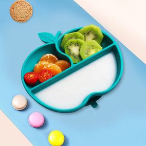 Plato de silicona para bebé con ventosa, plato de alimentación dividido de silicona, vajilla de silicona de grado alimenticio para el hogar, venta al por mayor - Product Image 2