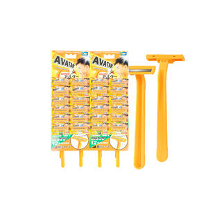 Tarjeta colgante de bolsa a granel de afeitar amarilla desechable de gran oferta con cuchillas gemelas de cromo de acero inoxidable para eliminación de cara y barba - Product Image 1