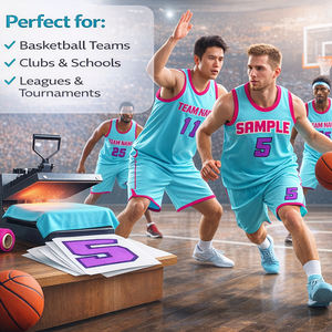 Hochwertiges Wendebares Basketball-Trikot Maßgeschneidert Bequem 100% Polyester Sommer Bedrucktes Basketball-Trikot Sport-Team-Trikots - Product Image 2