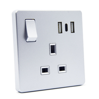 Prises et interrupteurs électriques britanniques avec charge rapide USB intelligente, panneau en acier inoxydable, panneau de prise électrique 13A