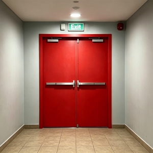 <span class=keywords><strong>Porta</strong></span> Tagliafuoco in Acciaio <span class=keywords><strong>a</strong></span> Doppia Anta Certificata UL 180 Minuti con Barra Antipanico per Uscita di Emergenza, Protezione da Fumo e Incendio - Product Image 2