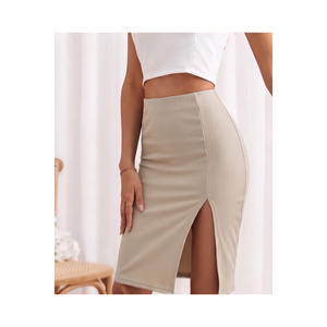 Jupe en tissu ottoman pour femme, taille élastique, longueur 65 cm, vêtements de saison - Product Image 5