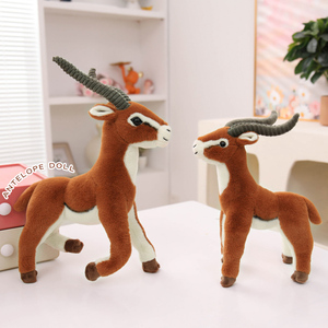 Peluche Realistico di Antilope in Piedi, Morbido Pupazzo di Gazella con Lunghi Corna ed Espressione Delicata, Giocattolo di <span class=keywords><strong>Animali</strong></span> Safari per Bambini - Product Image 3