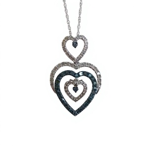 JEWELSPAARK Collar con Colgante de Diamantes Naturales Blancos y Azules de 0.74 Cttw para Mujer, Plata de Ley 925 con Baño de Rodio, Cadena de 18 Pulgadas - Product Image 1