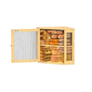 Caja de pan de bambú de doble capa para esquina, almacenamiento de cocina de madera para alimentos con puerta, diseño de madera maciza - Product Image 4