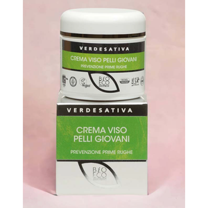Crema Viso Verdesativa per Pelle Giovane 50ml Antirughe Uso Diurno Biologica Vegana - Product Image 1