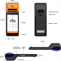 Terminal Punto de Venta Portátil Android 13 Todo en Uno de 5 Pulgadas, 3 GB + 16 GB, con Pantalla Táctil y Impresora Térmica de 58 mm para Restaurantes