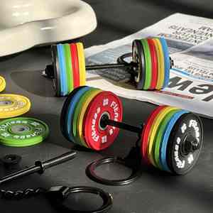 Llavero de metal redondo con diseño de disco de pesas de barra de gimnasio, para sublimación DIY, regalo para fans de anime - Product Image 3