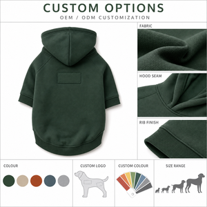 Sweat à capuche en coton mélangé uni pour chiens, style décontracté confortable, à porter toute l'année, rouge, gris, marine, vert - Product Image 2