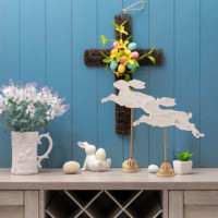 Offre Spéciale Pâques Sculptures Sculptures En Bois Pendentif Lapin Forme Rustique Bois Lapin Courir Lapin En Bois Piédestal Table Décor